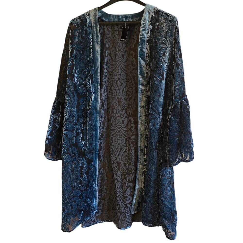 Torrid velvet burnout kimono midnight blue nwt size 1x whimsygoth dark fairy